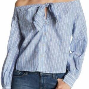 Free People Women’s Hello There Beautiful Striped Off-Shoulder Top Size Medium